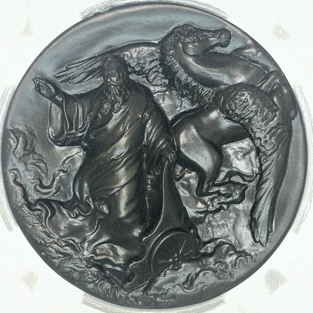 Treasures of Doré Bible Elijah Chariot of Fire Rhodes Studio Fused Bronze Plate